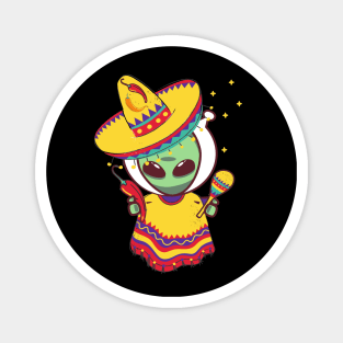 Alien Mexican Poncho Cinco De Mayo Alien Sombrero Fiesta Costume Magnet